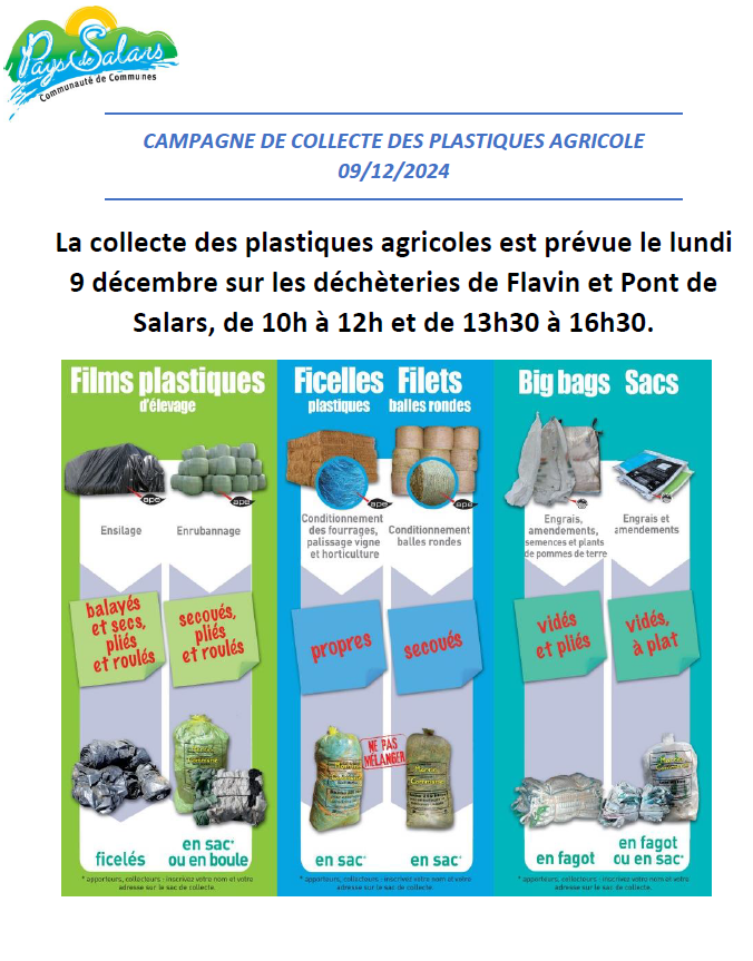 collecte des plastiques agricole 2024